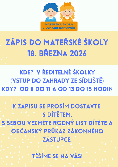 Zápis k předškolnímu vzdělávání